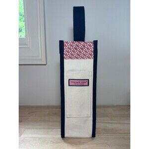 Vineyard Vines logo canvas wine tote bag